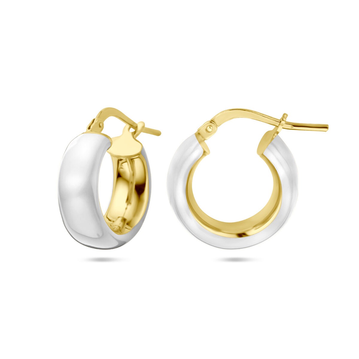 Aros chapados en oro con esmalte blanco – oro amarillo sobre plata 925