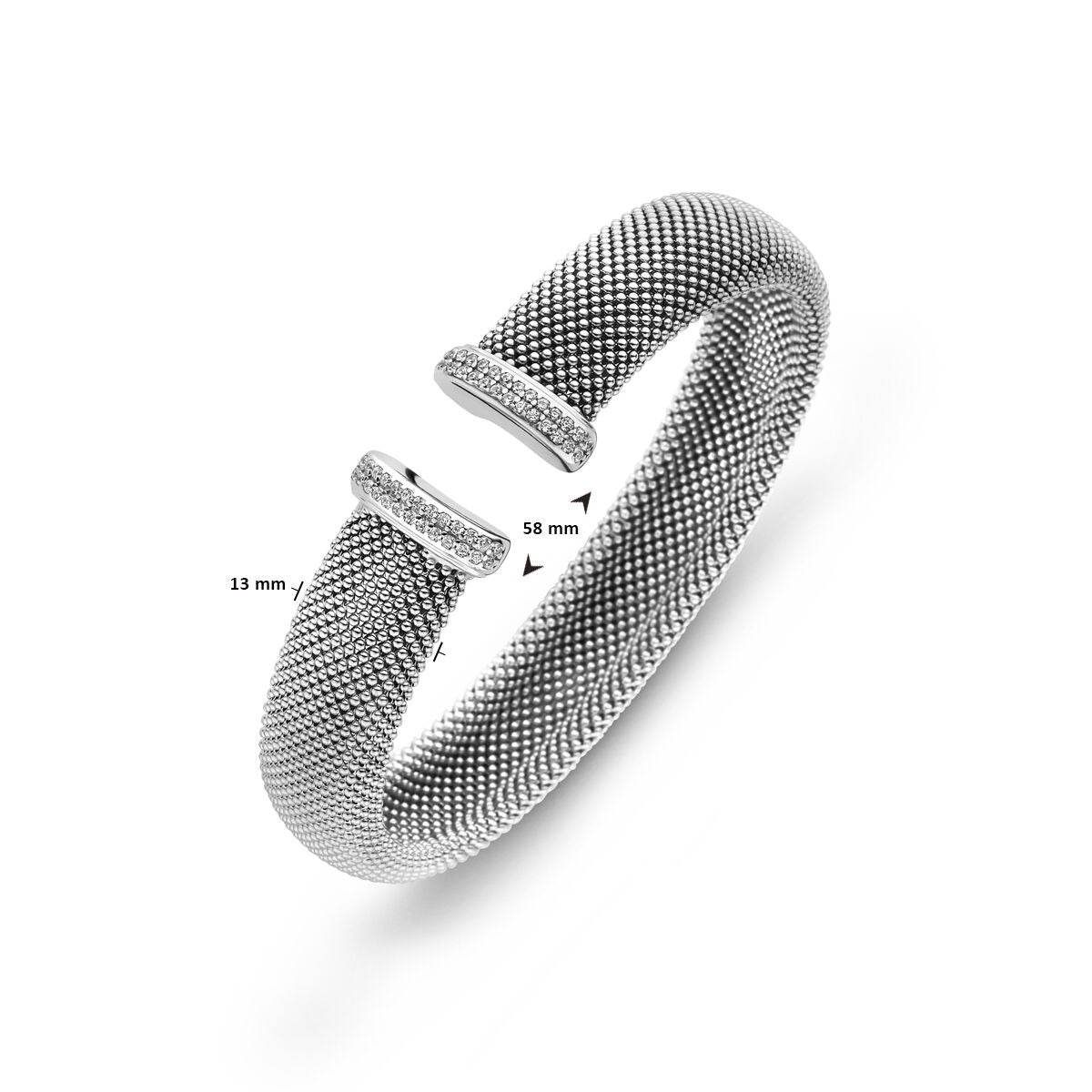 Pulsera de mujer de plata – pulsera rígida rodiada