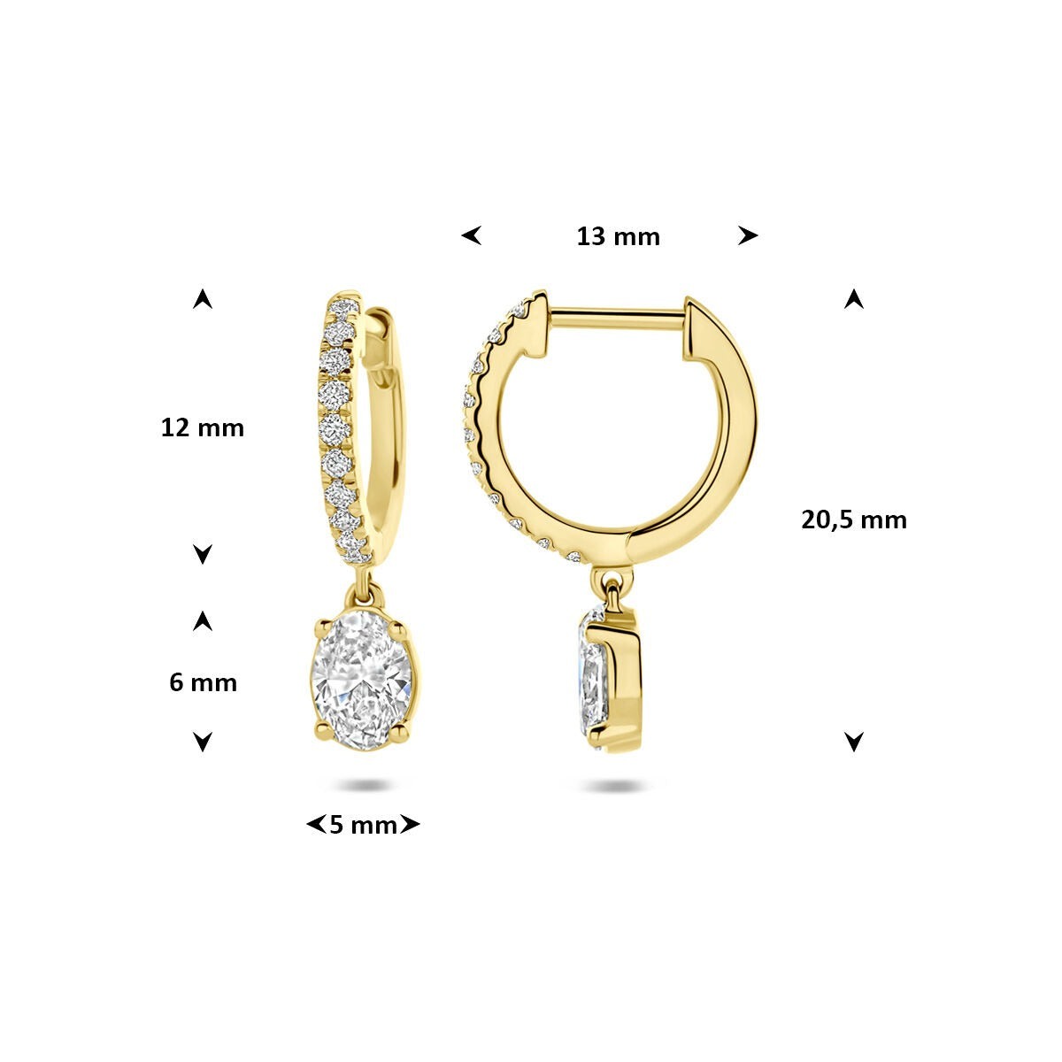Aros de oro de 14k con diamante cultivado en laboratorio