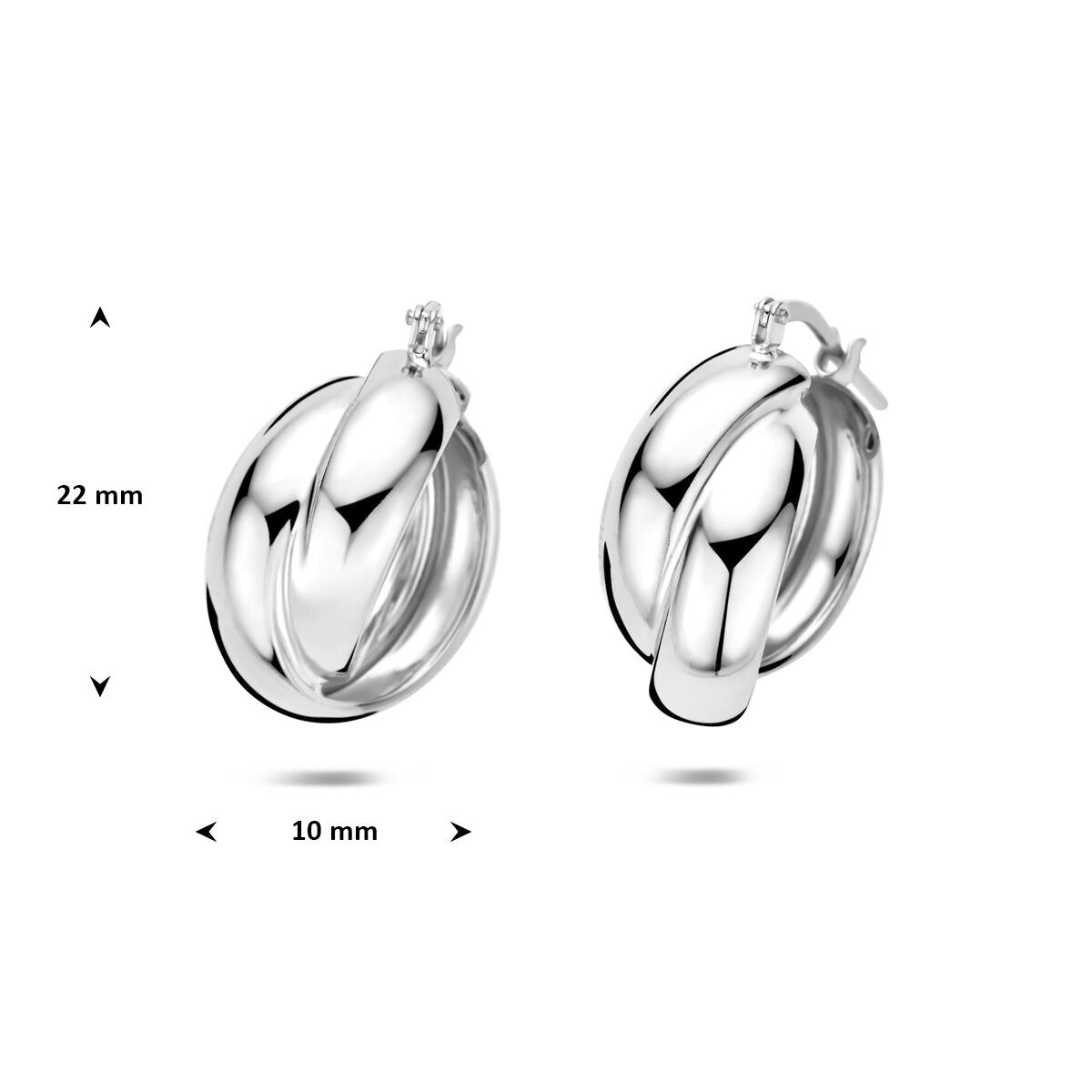 Aros de plata 925 rodiados 22 x 10 mm