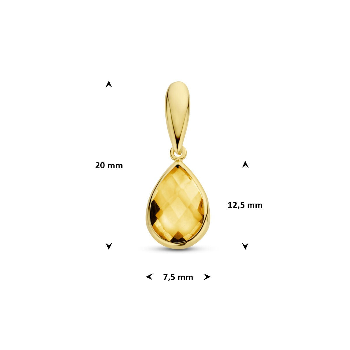 colgante de oro amarillo 9k con citrino