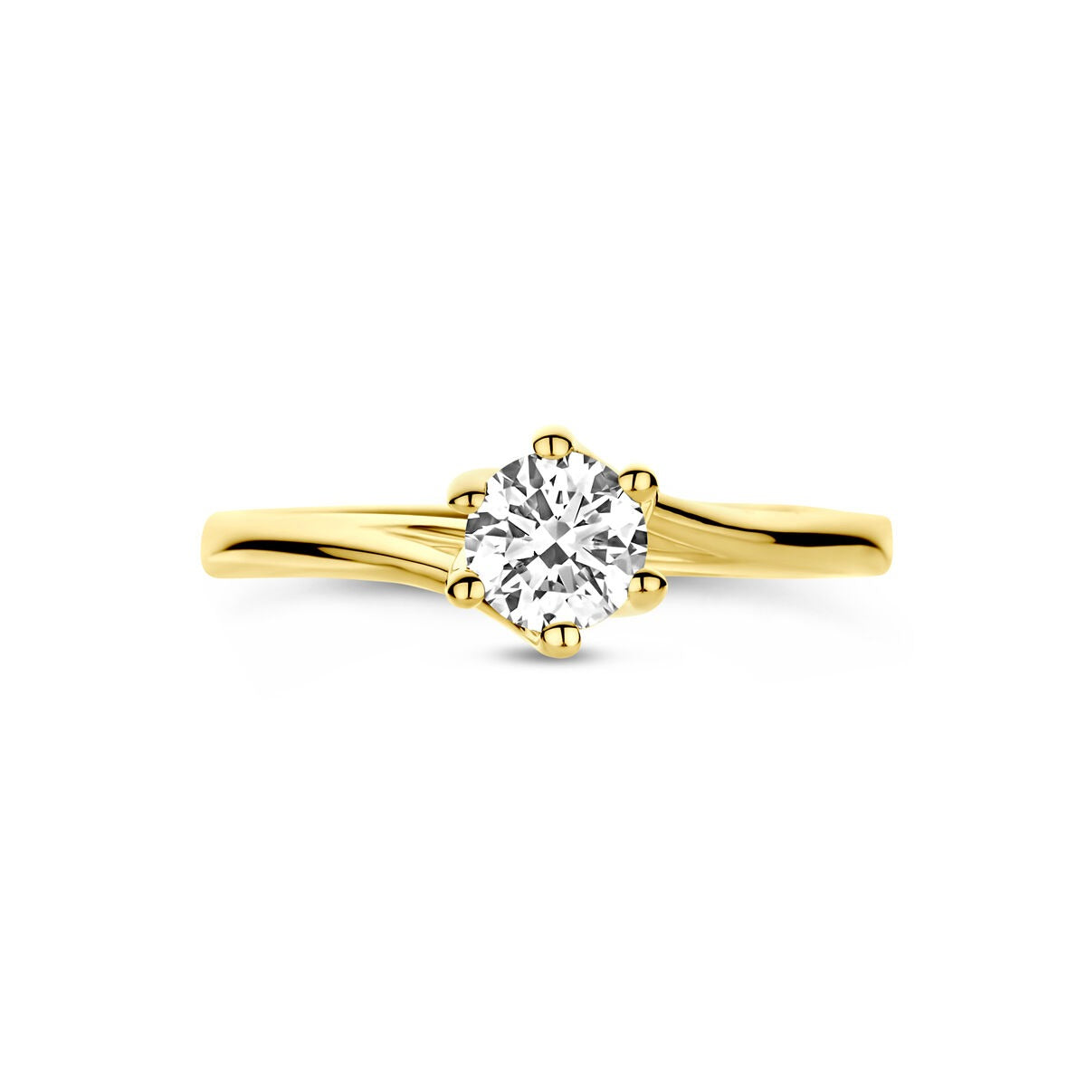 anillo de oro amarillo de 14k con diamante cultivado en laboratorio de 0.50ct