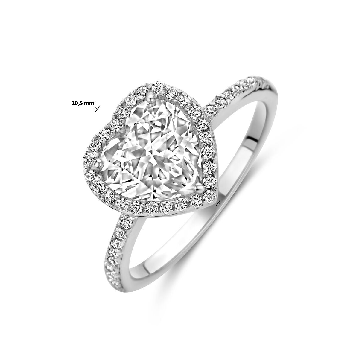 Anillo de mujer de plata – forma de corazón con circonita