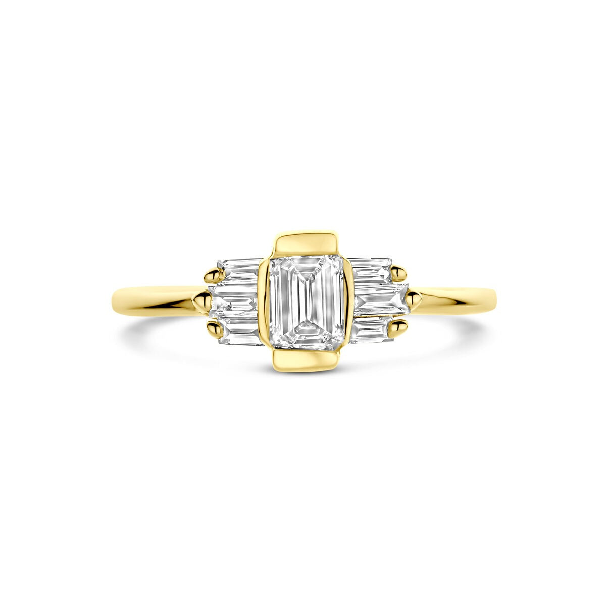 anillo de mujer de oro amarillo de 14k con diamante cultivado en laboratorio de 0.64ct – 7mm de ancho