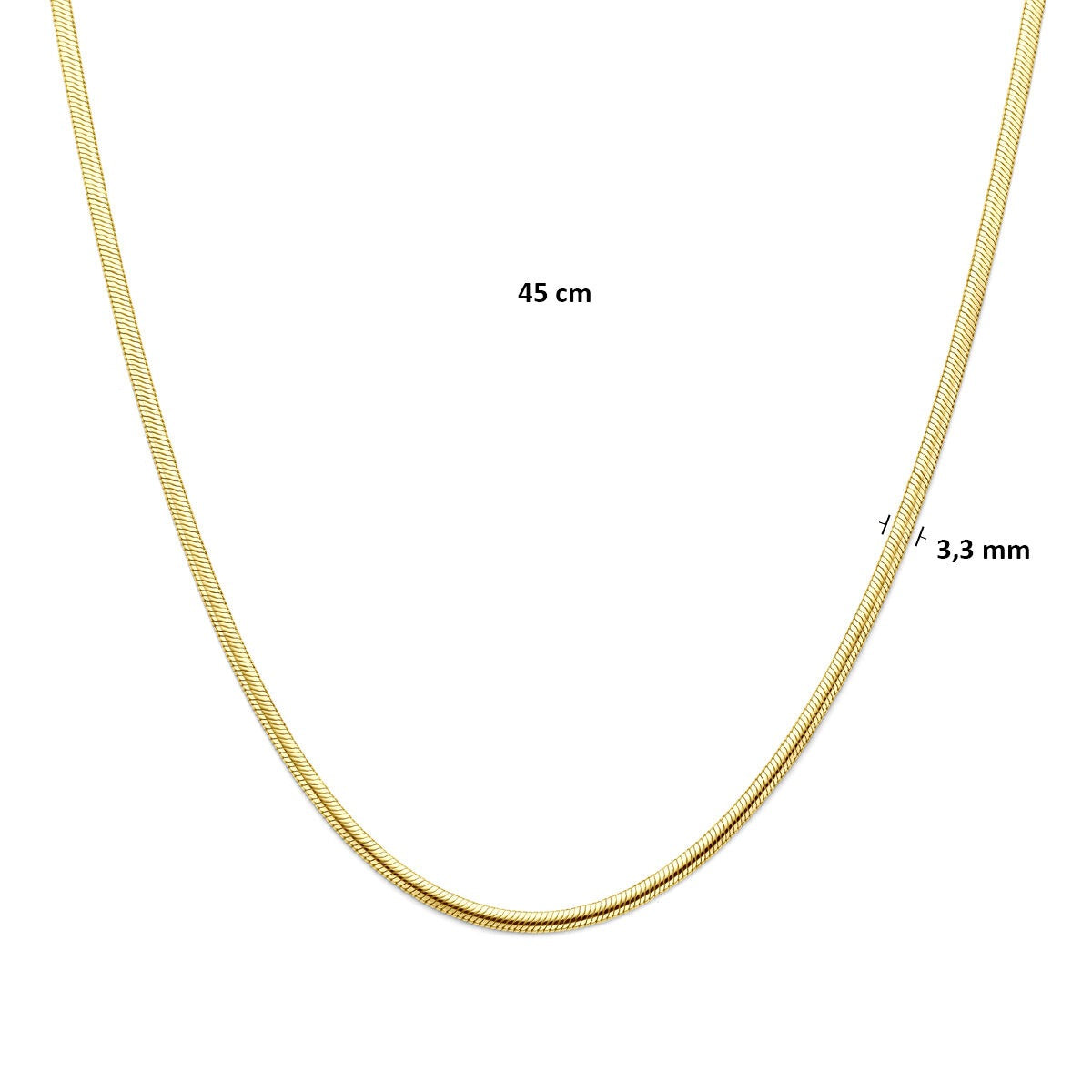 collar de serpiente de oro amarillo con núcleo de plata