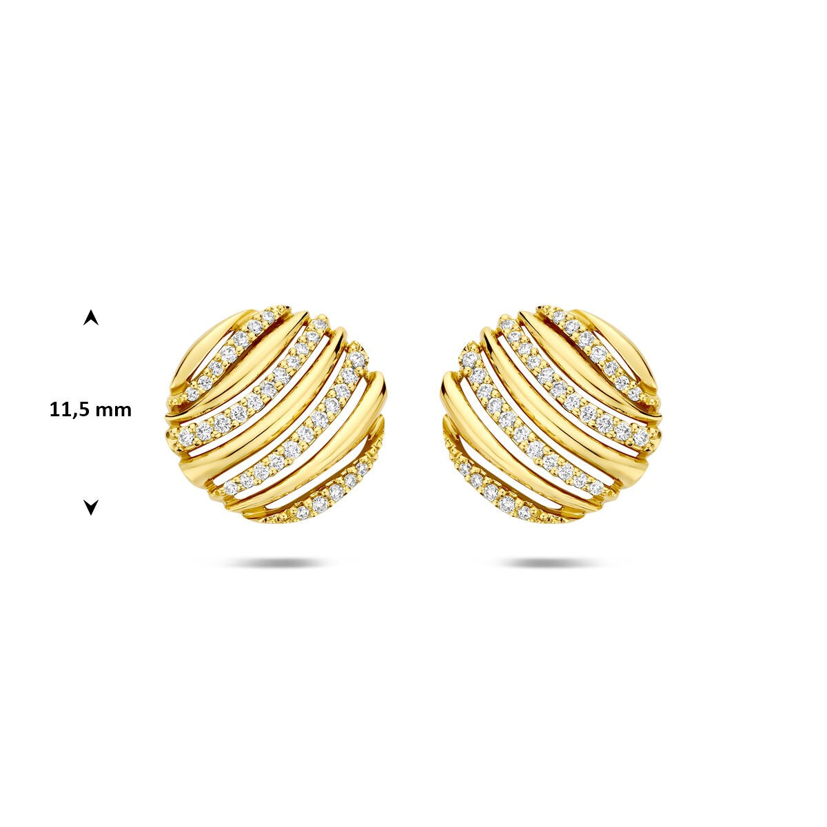 Pendientes de botón de oro amarillo con diamante 0.20ct