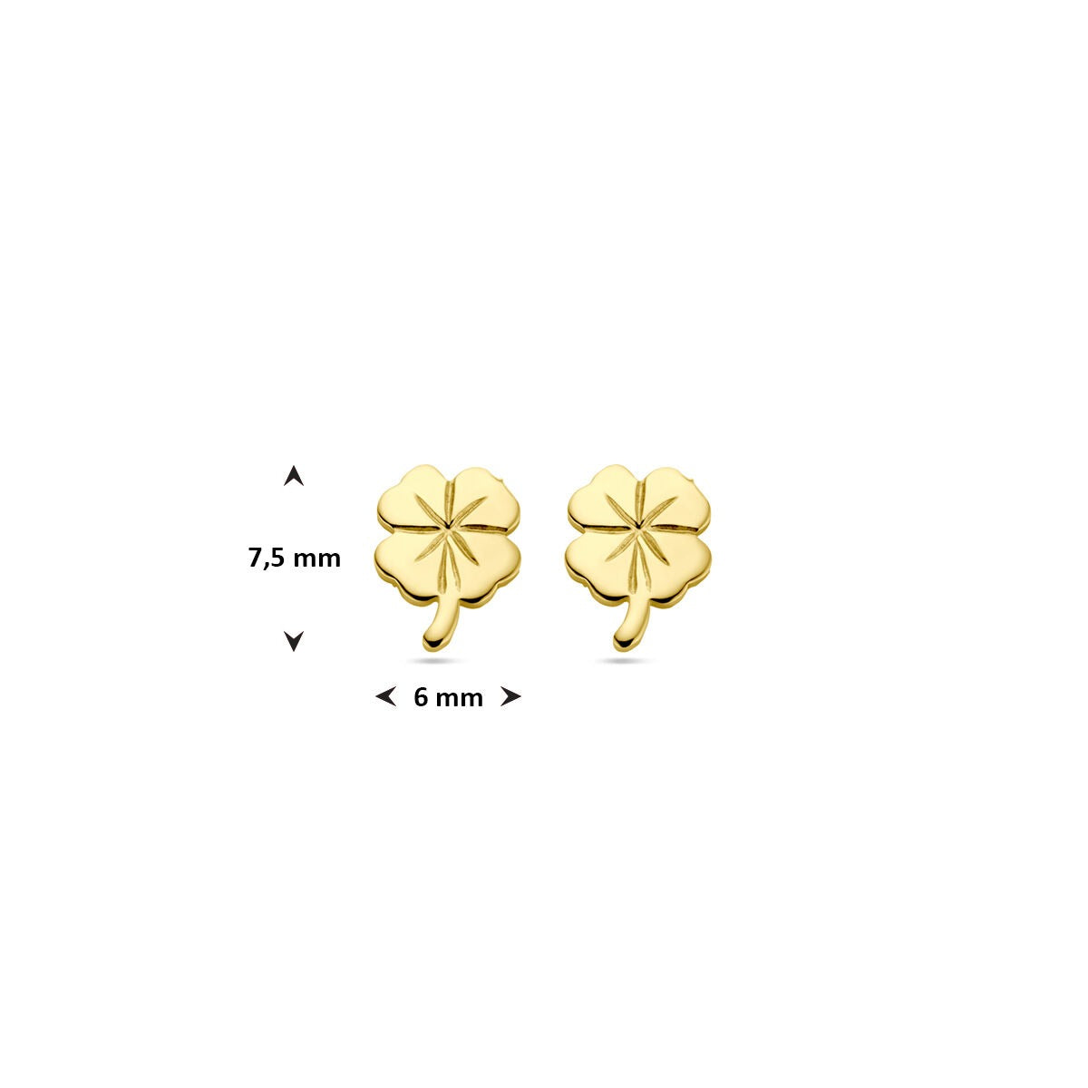 Pendientes de botón de oro amarillo con trébol – 14k