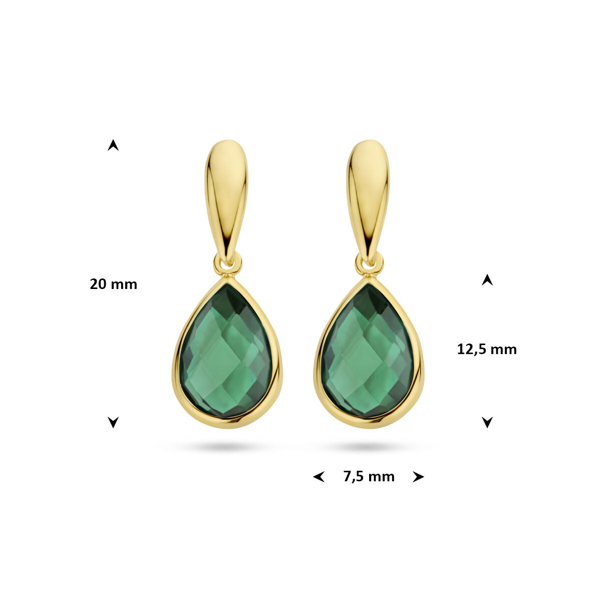Pendientes de oro amarillo de 9k con ágata verde
