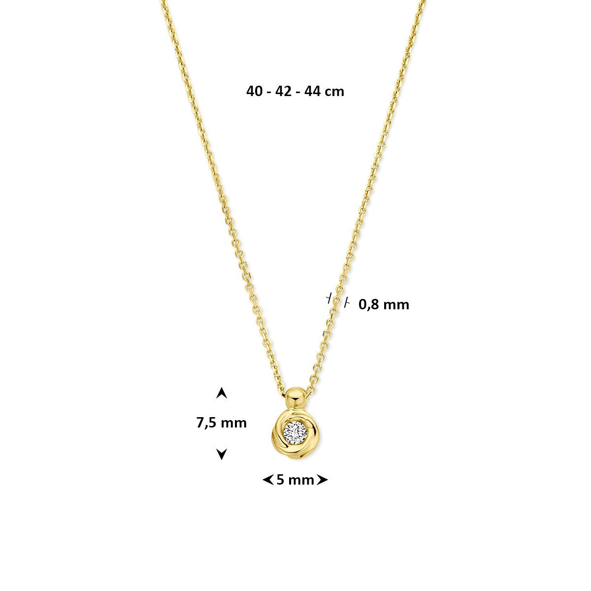 Collar de oro amarillo de 14k con diamante cultivado en laboratorio
