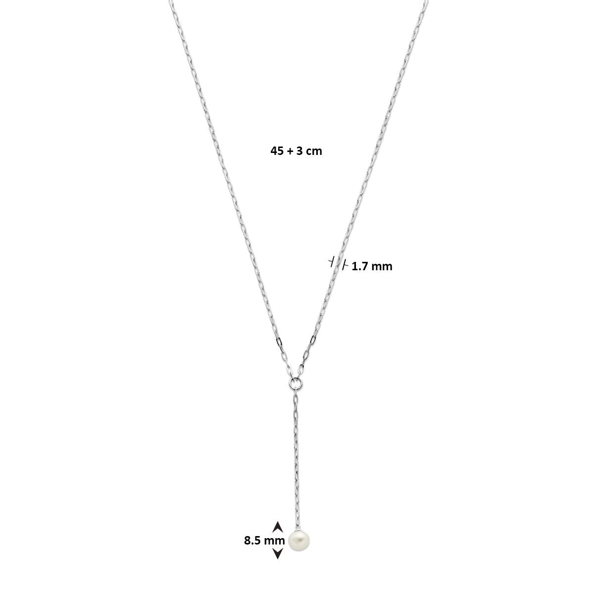 collar perla 1,7 mm 45 + 3 cm plata rodiado