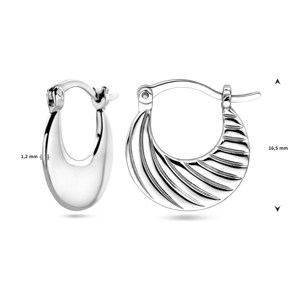 Aros de plata rodiada 16.5 mm