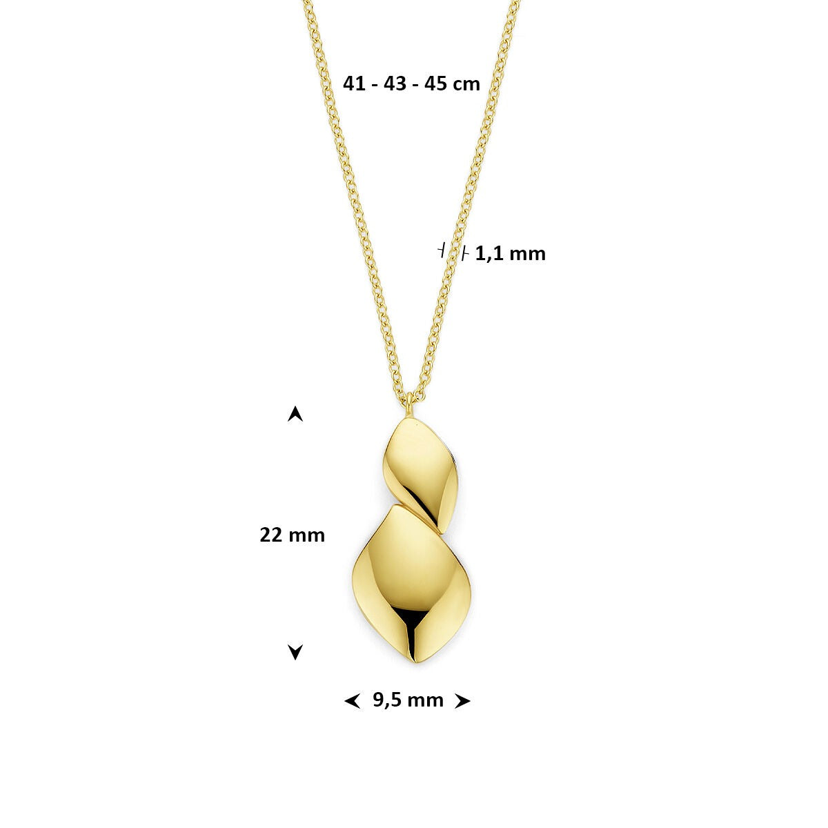 collar de oro amarillo de 14k con colgante elegante
