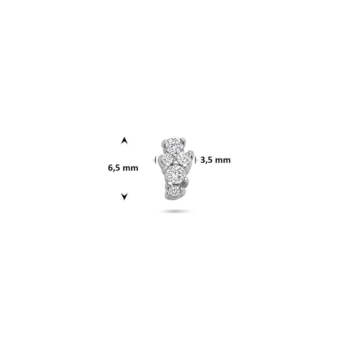 Piercing de plata rhodium con circonitas en engaste chatón