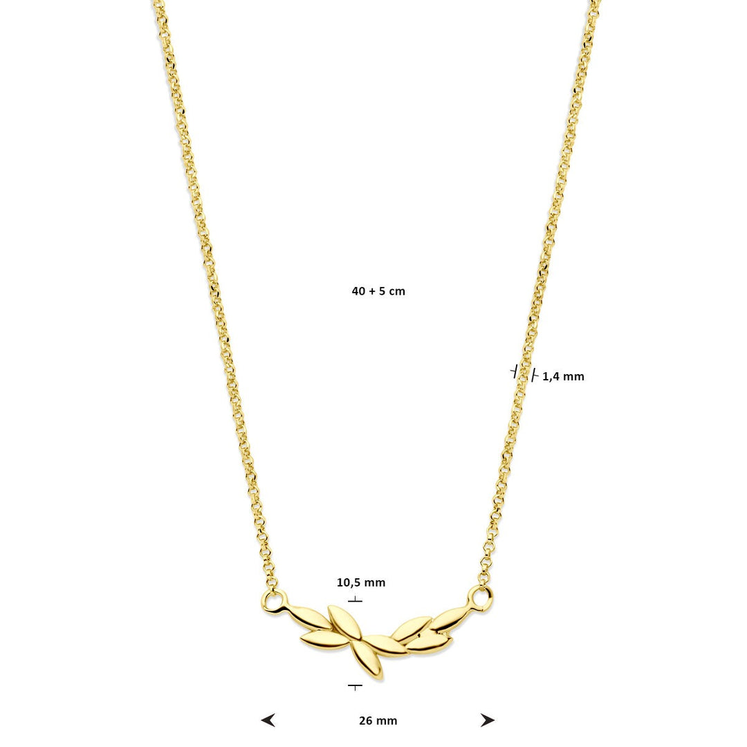 Verguld Zilveren Collier met Plantenmotief – 40-45cm