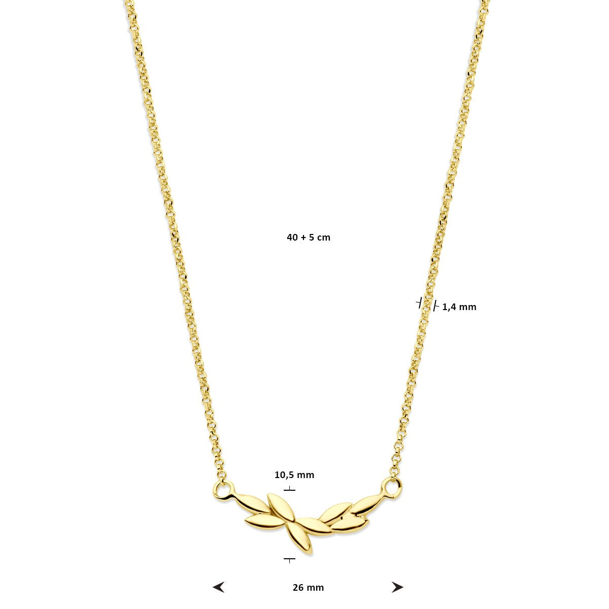 Collar chapado en oro con motivo de plantas – 40-45cm