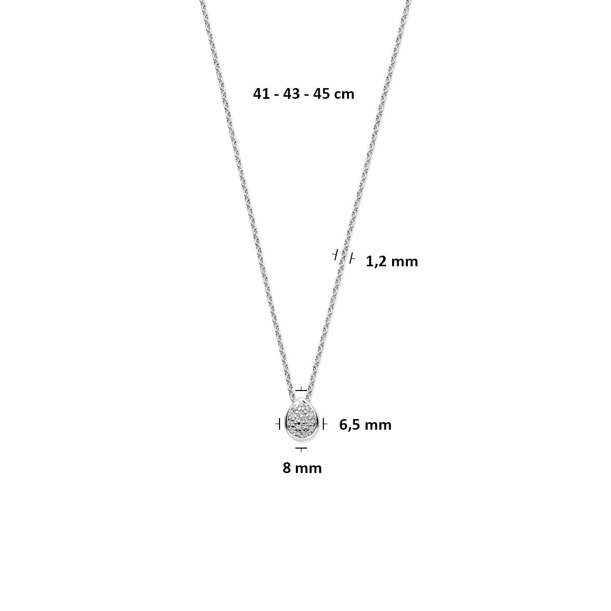 Collar de mujer de plata con colgante de zirconia en forma de gota rodiado 41 - 43 - 45 cm