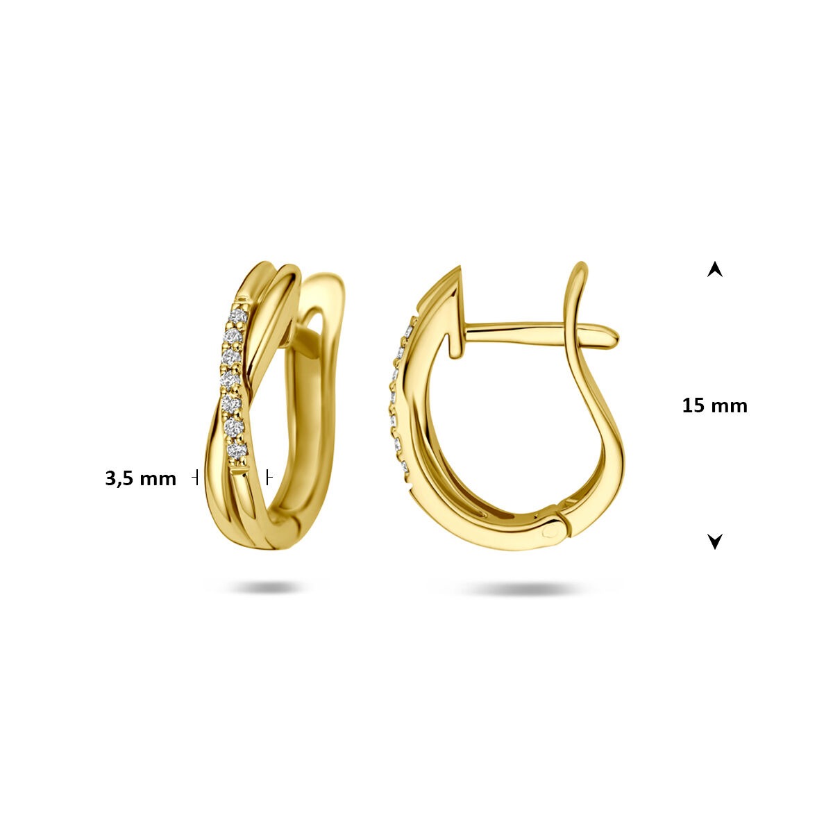 Aros de oro amarillo de 14k con diamante cultivado en laboratorio