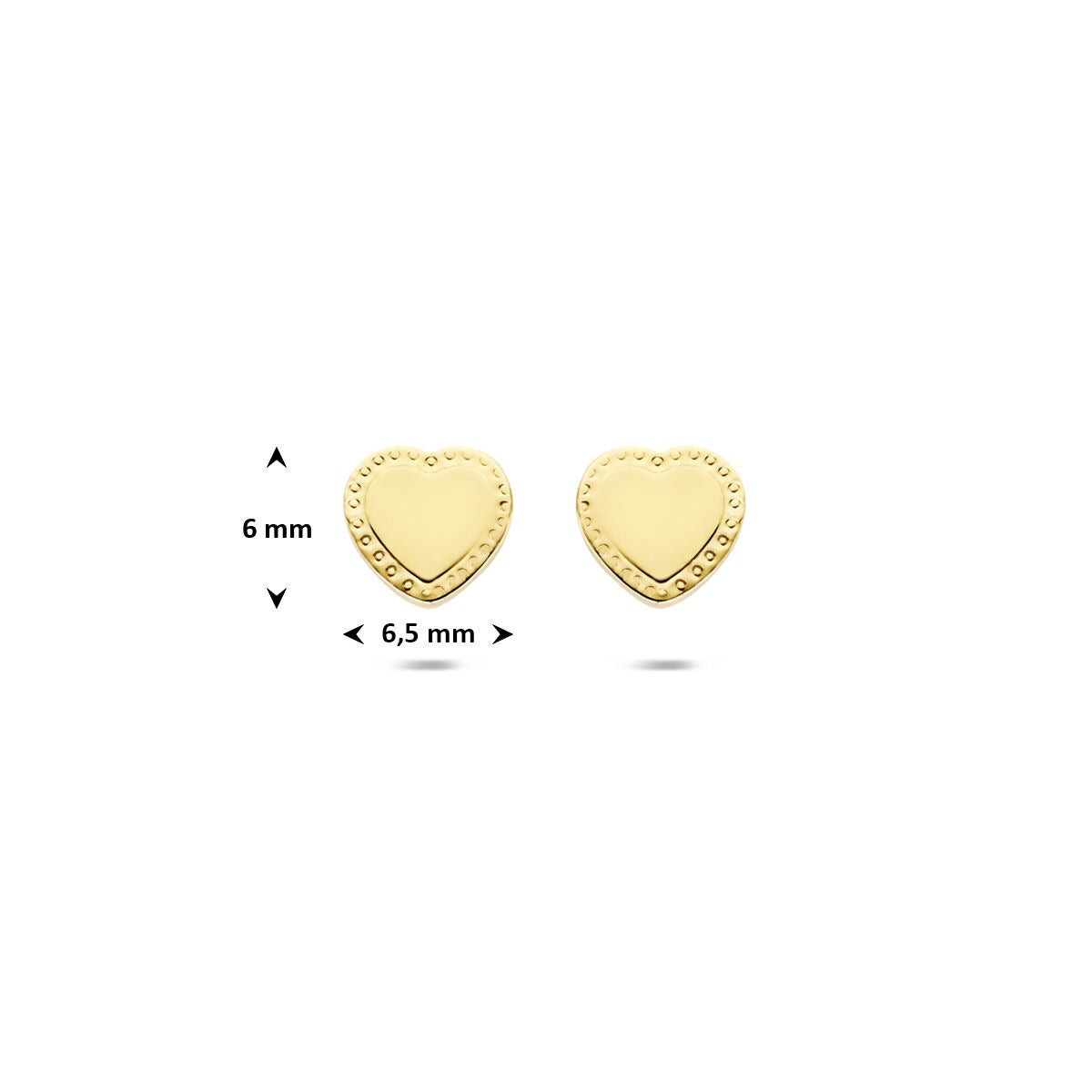 Pendientes de botón de oro amarillo en forma de corazón – Símbolo del amor atemporal en miniatura