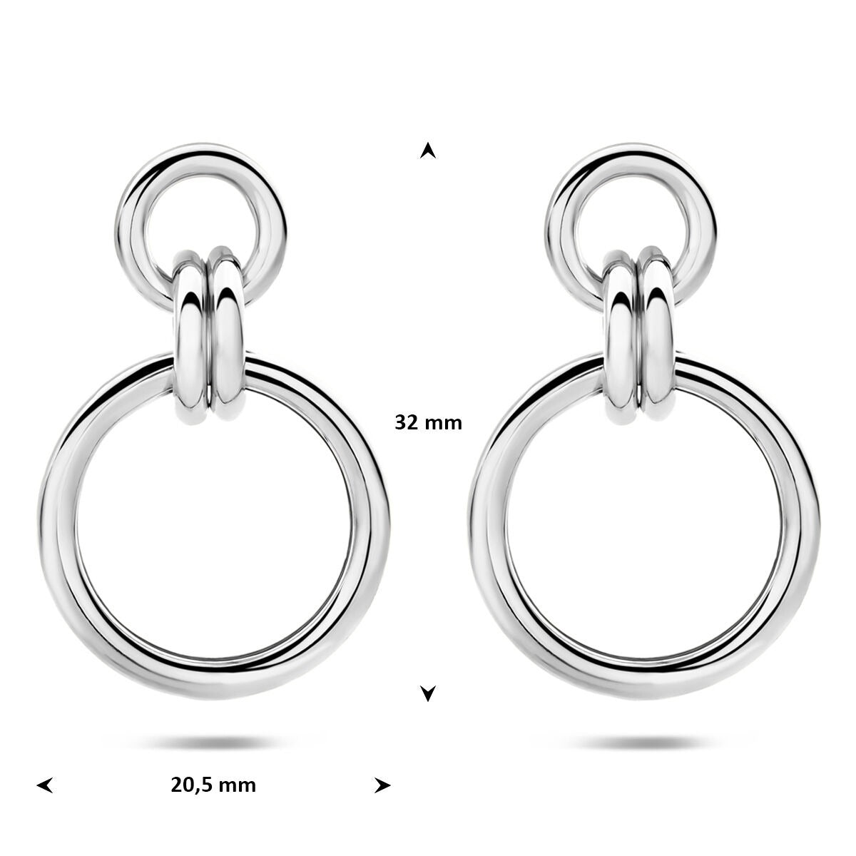 Pendientes de plata rodiada redondos 925