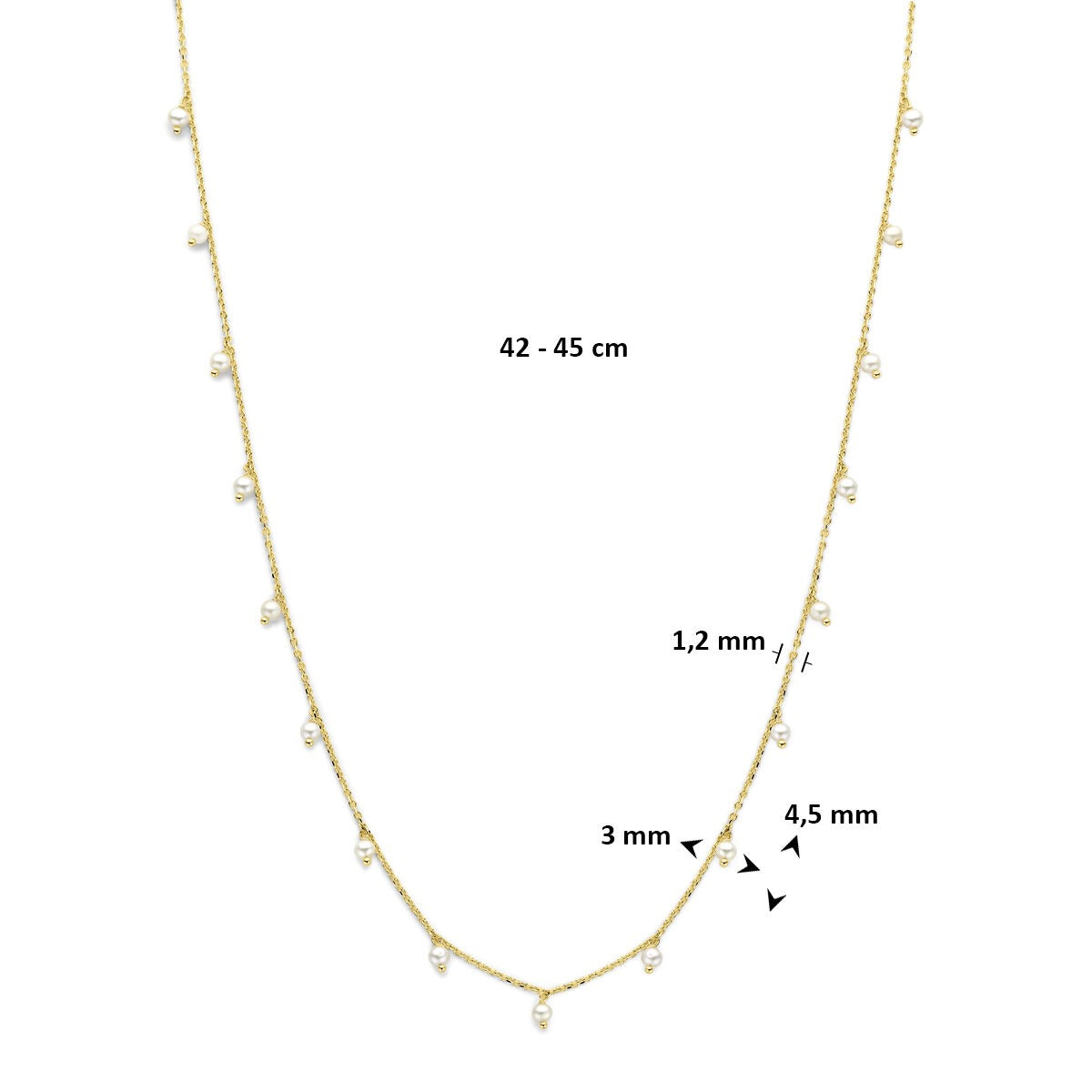 collar de oro amarillo con perlas