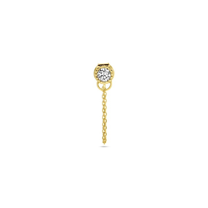 14k geelgouden oorknop met zirkonia – per stuk verkocht