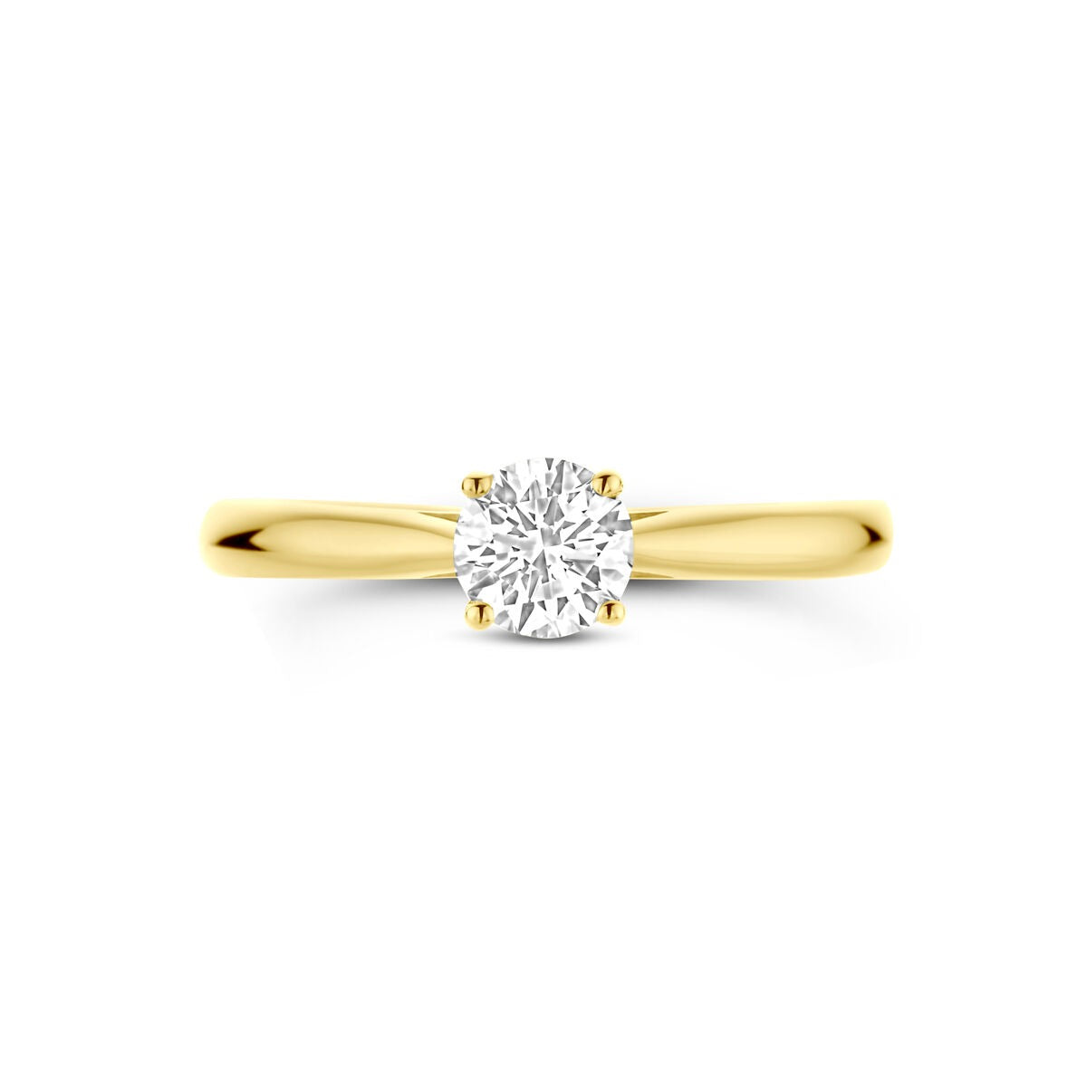 Anillo de mujer de oro amarillo de 14k con diamante cultivado en laboratorio de 0.50ct