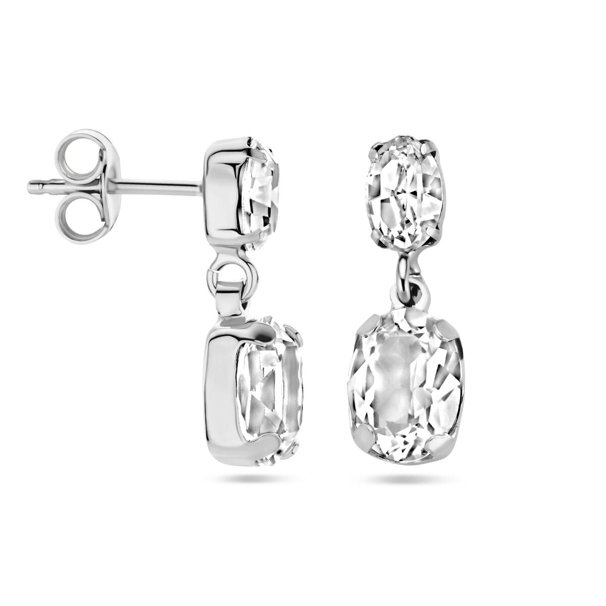 Pendientes de plata rodiada con cristal Swarovski