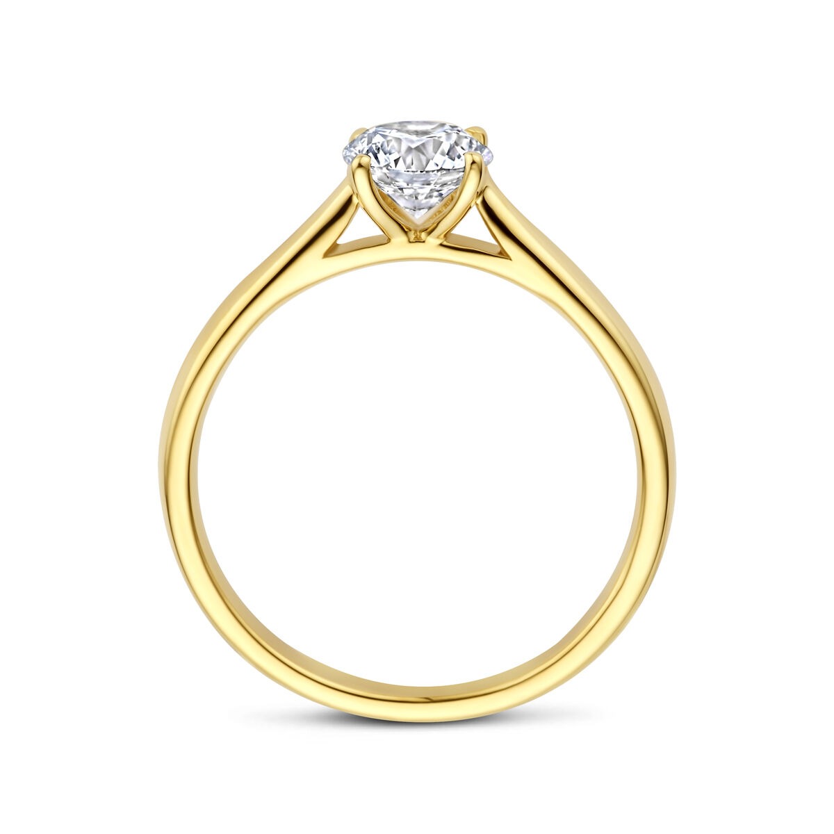 Anillo de oro amarillo 14k con diamante cultivado en laboratorio 0.75ct