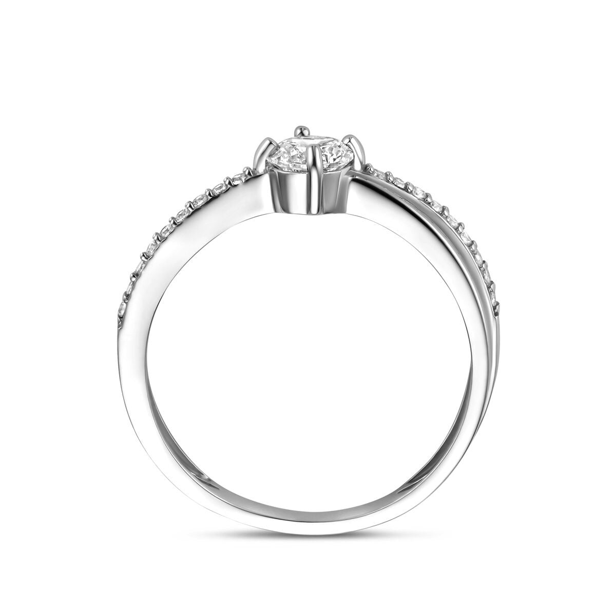 Anillo de plata rhodinado con circonitas en engaste de entorno