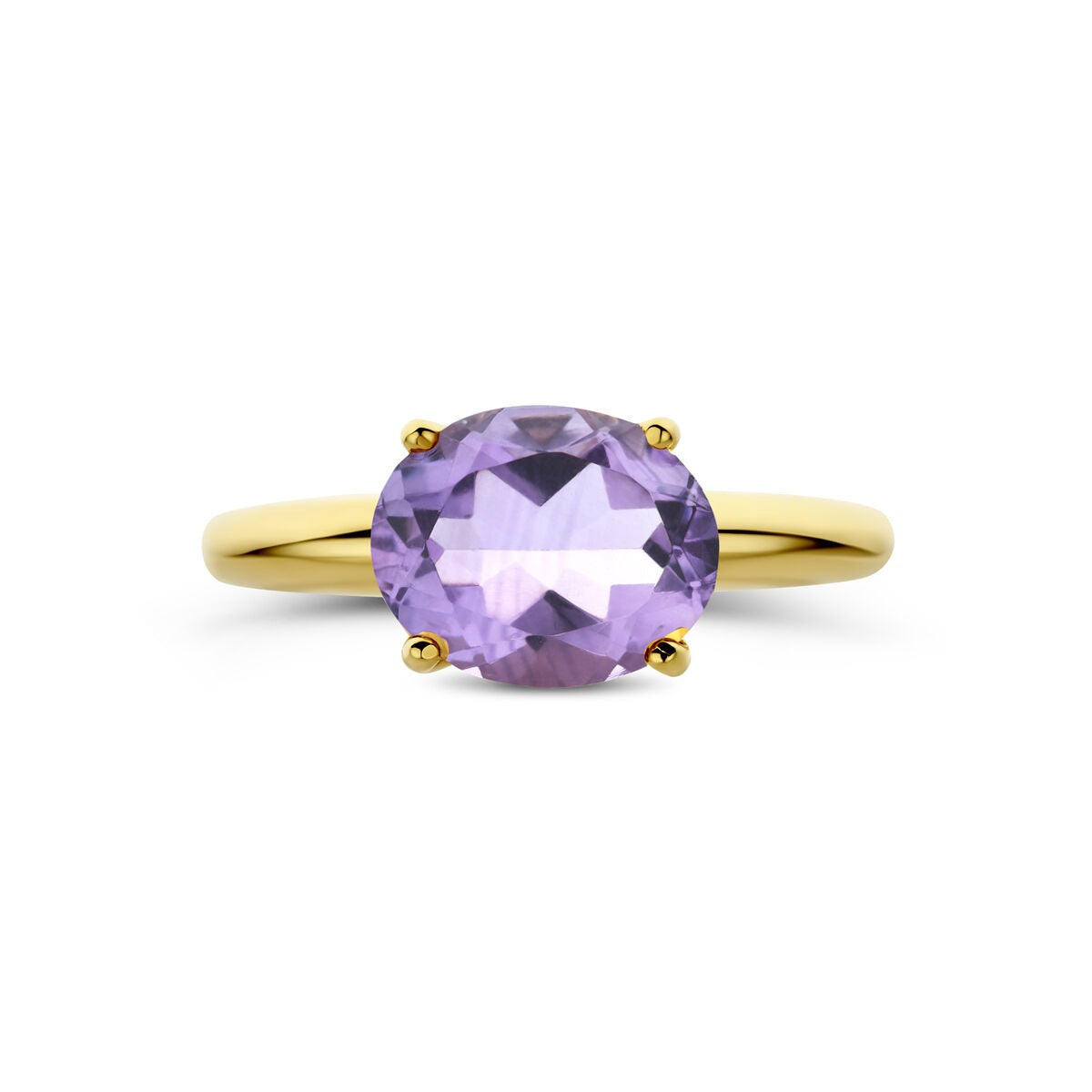Anillo de oro amarillo de 14k con amatista