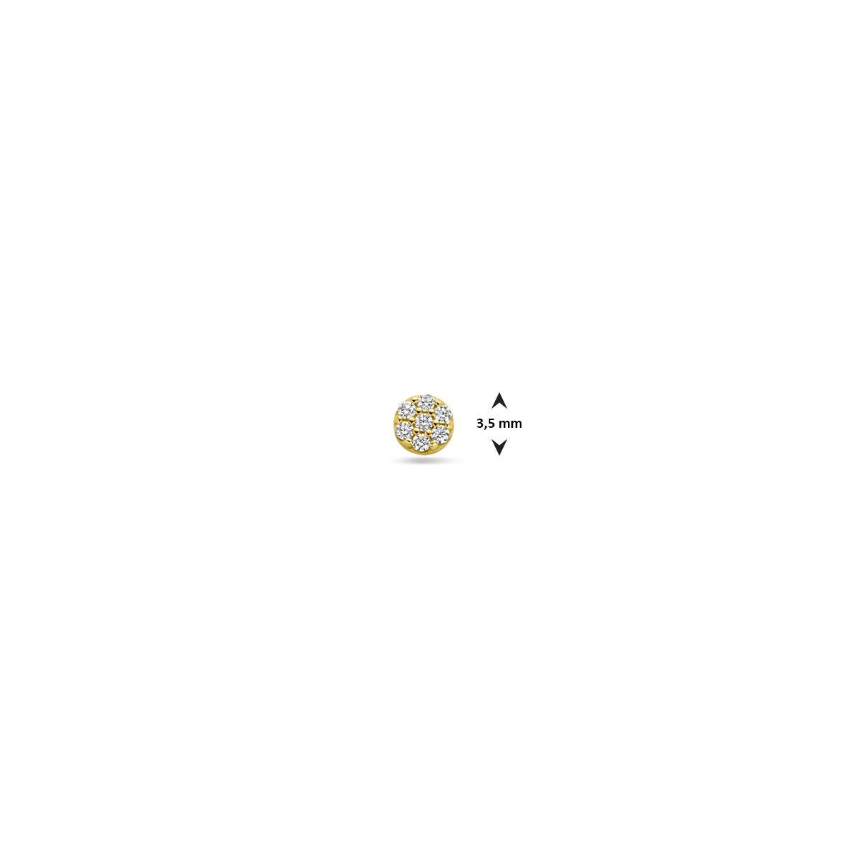 piercing de oro amarillo plano con pavé de circonitas 3,5 mm