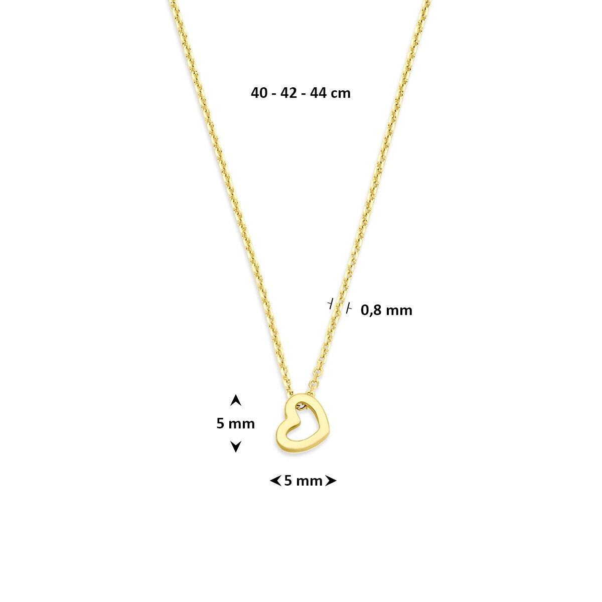 Collar de oro amarillo con corazón