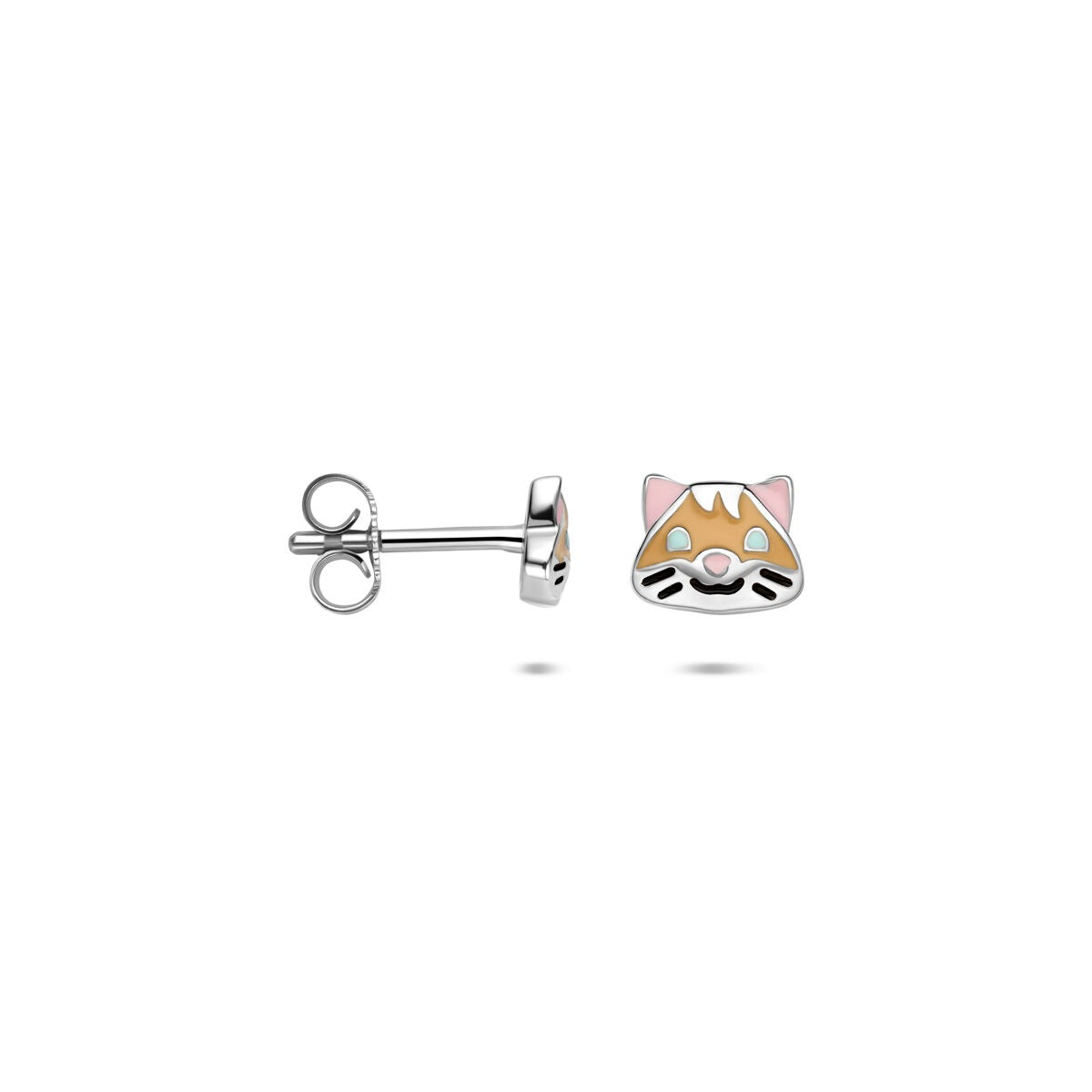 Pendientes infantiles de plata con esmalte de hámster – 5 x 6 mm