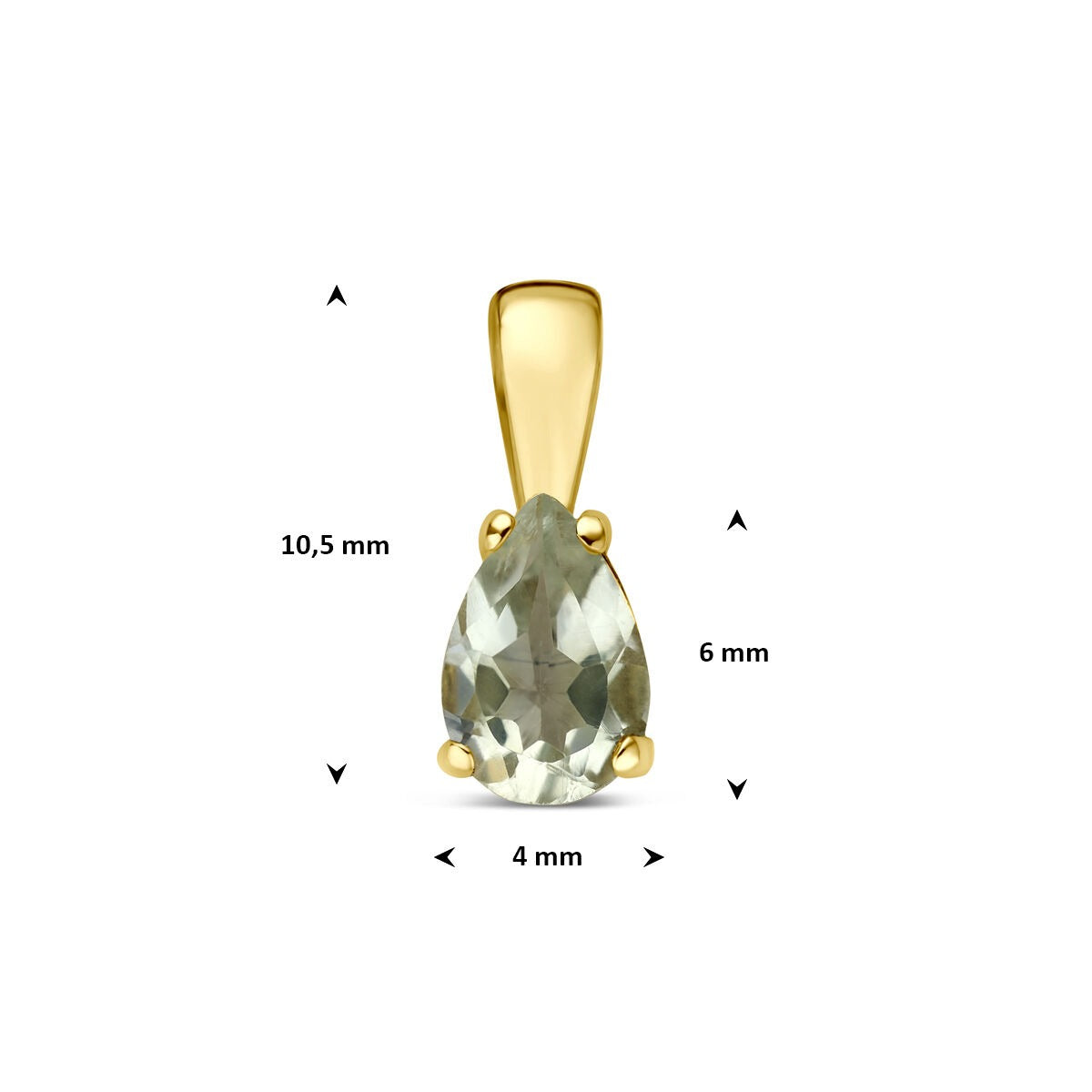 colgante de oro amarillo con amatista verde