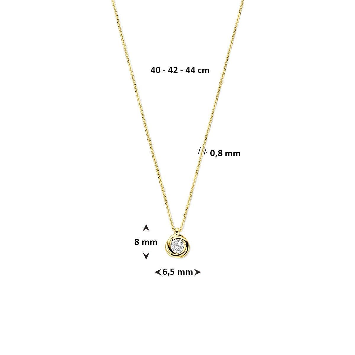 Collar de oro 14k con circonitas – eslabón Jasseron