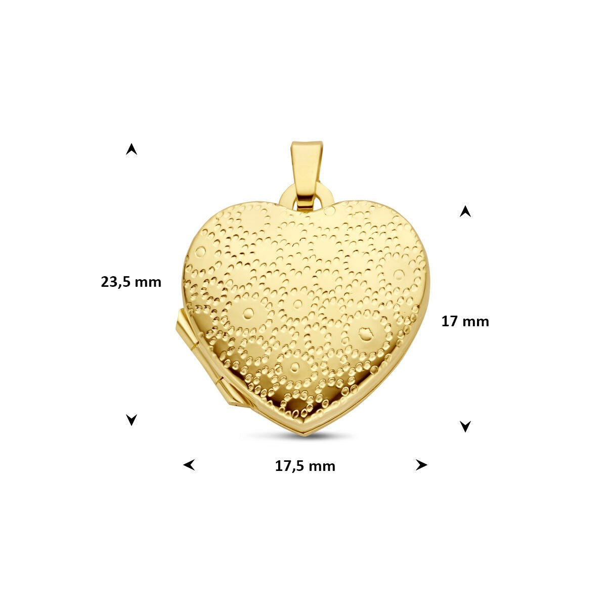 medallón en forma de corazón de oro amarillo de 14k con grabado – romanticismo y recuerdo en uno