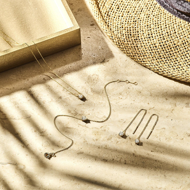 Gouden ketting met zirkonia – 14k anker collier
