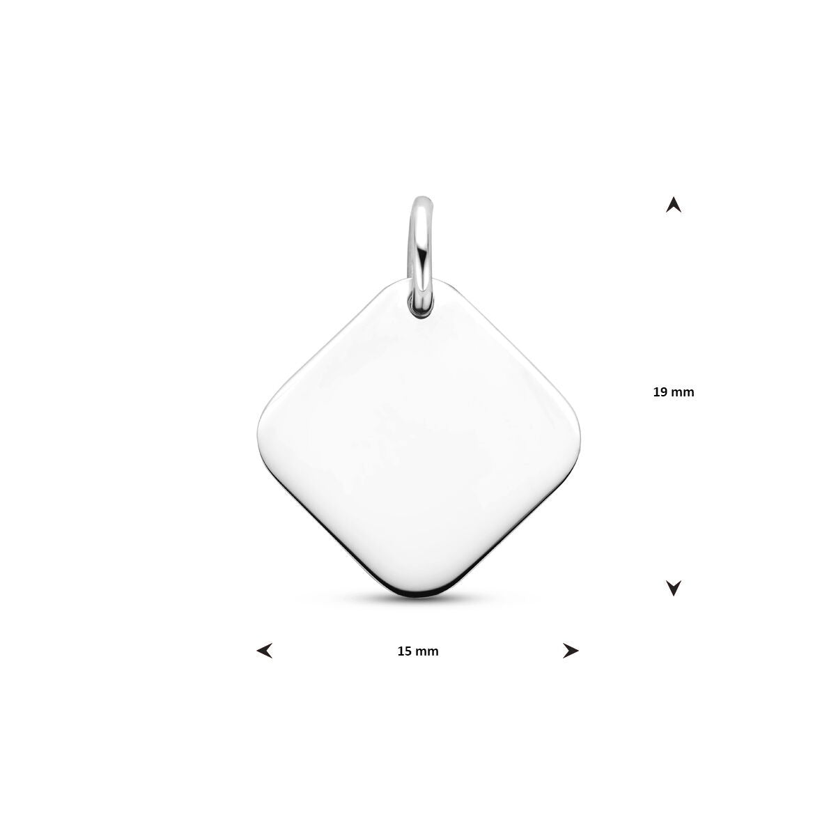 Colgante cuadrado de plata rodiada 925