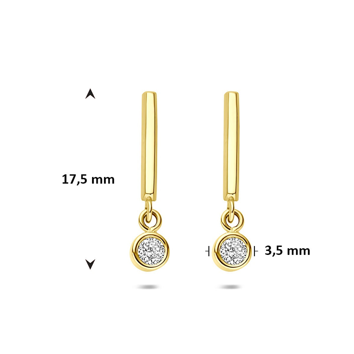 Aros de oro amarillo de 14k con circonitas talladas en brillante