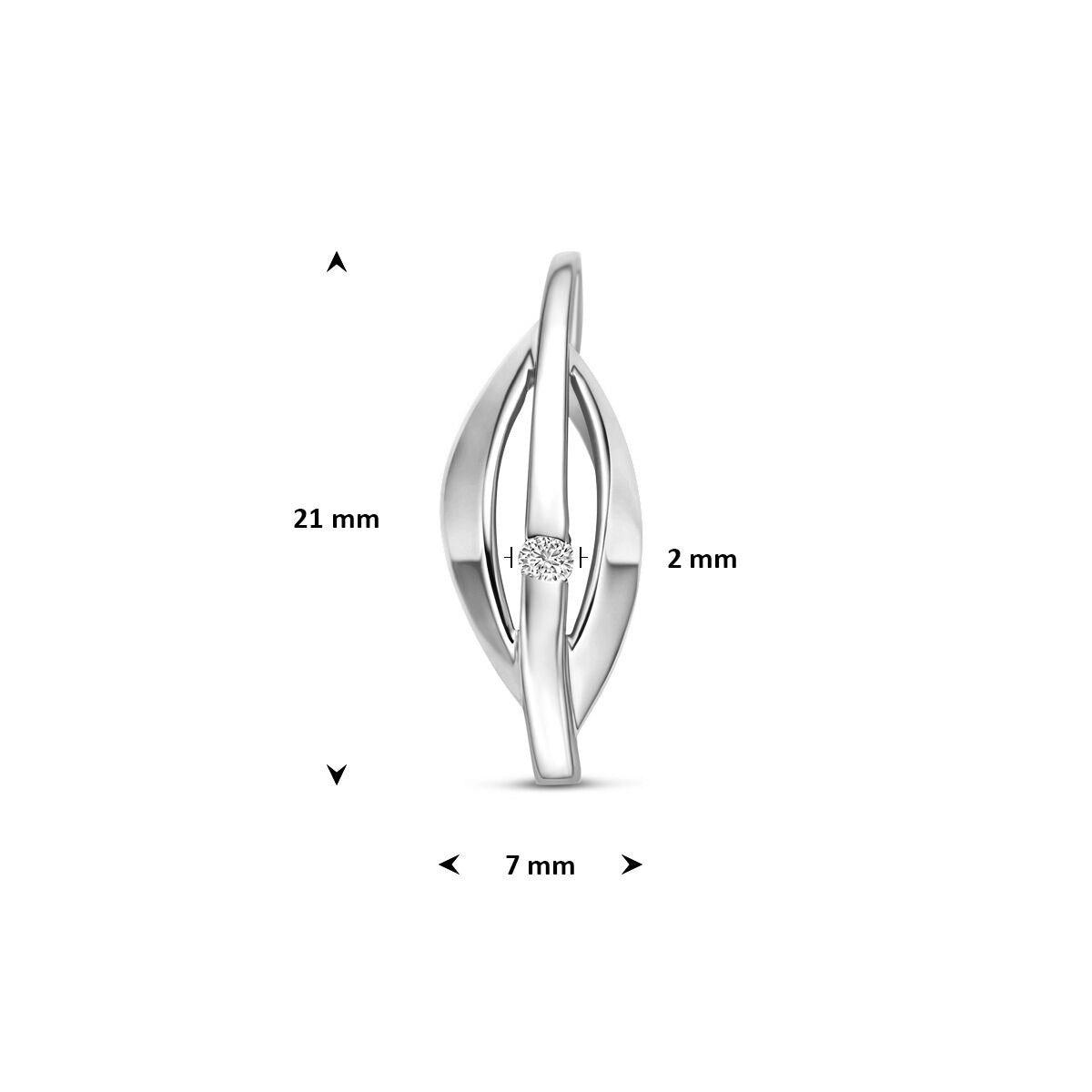 Gerhodineerd zilveren hanger met lab grown diamant