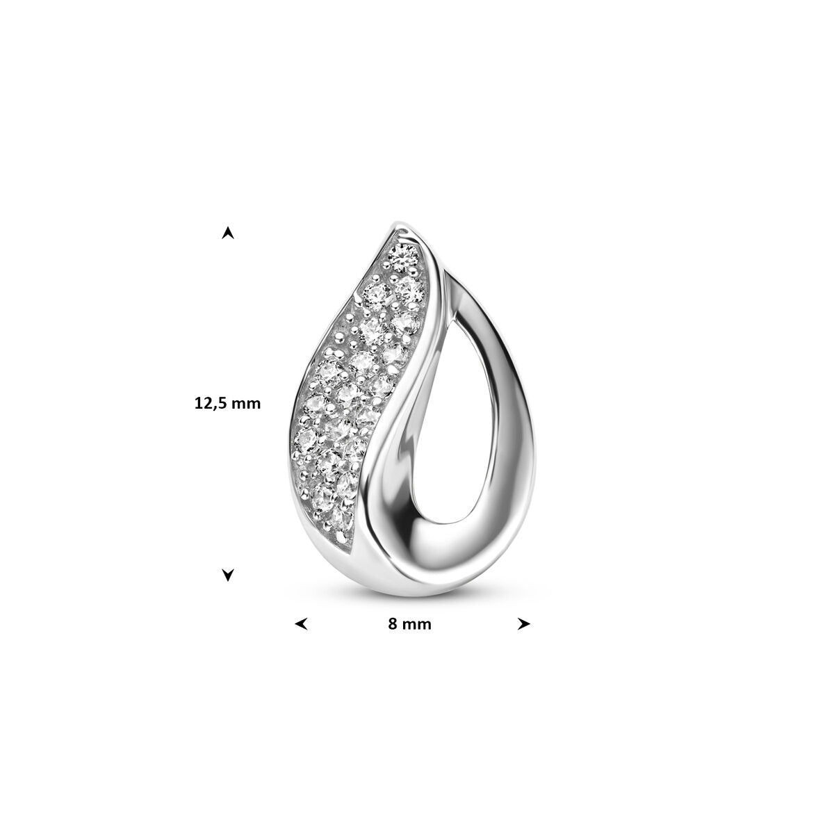 colgante de circonita 12,5 mm plata rodiada