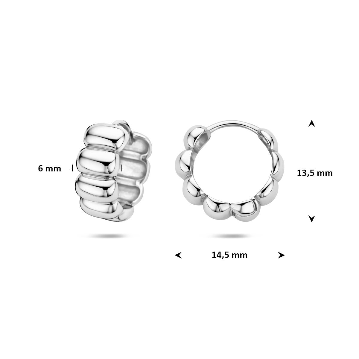 Aros de plata rodiada