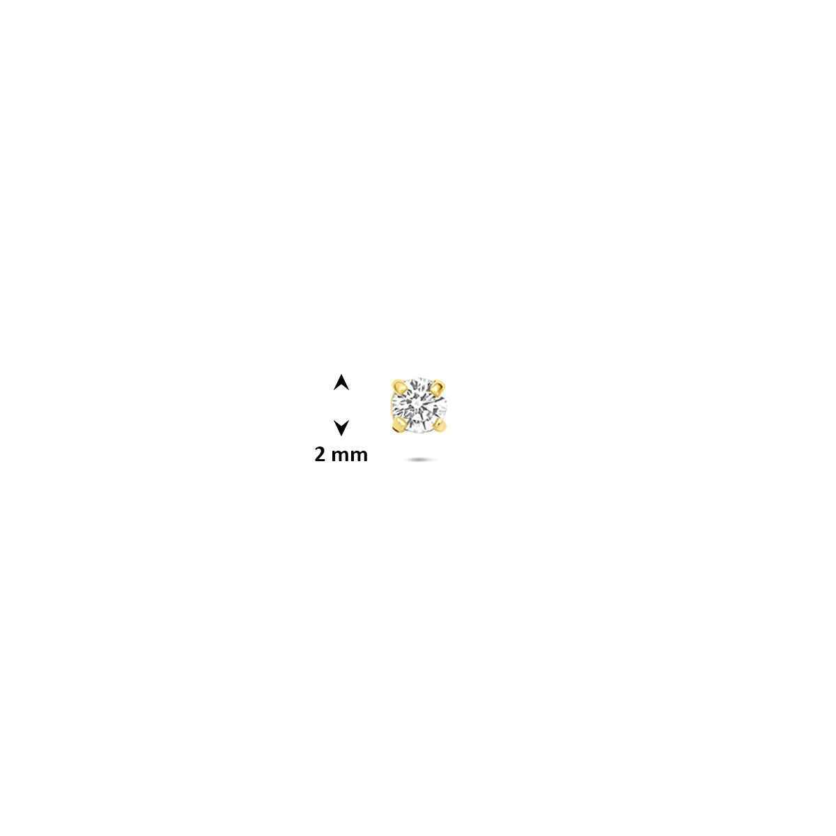 piercing de oro amarillo 9k con circonita 2 mm