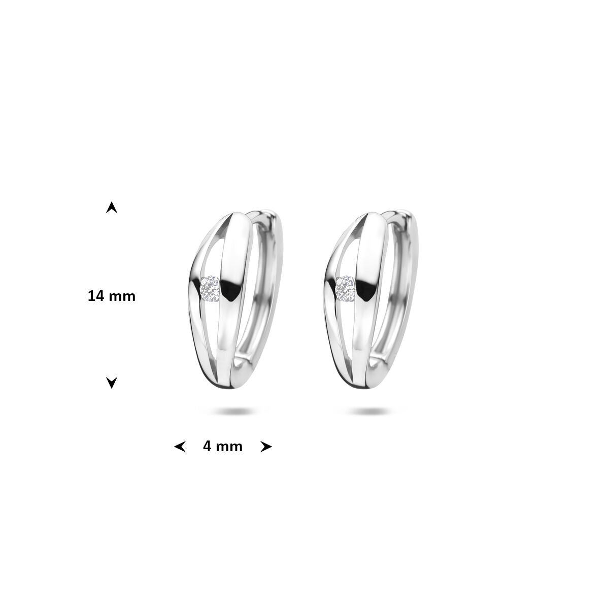 Aros de plata de mujer con diamante cultivado en laboratorio – rodiado 14 mm