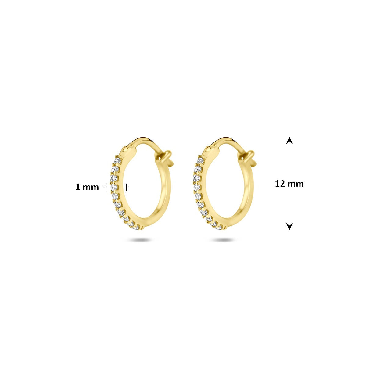 Aros de oro amarillo de 14k con circonitas