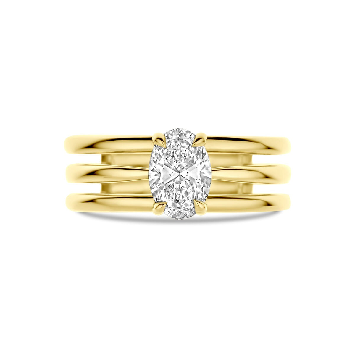 Anillo de mujer en oro amarillo de 14k con diamante ovalado lab grown de 1.00ct