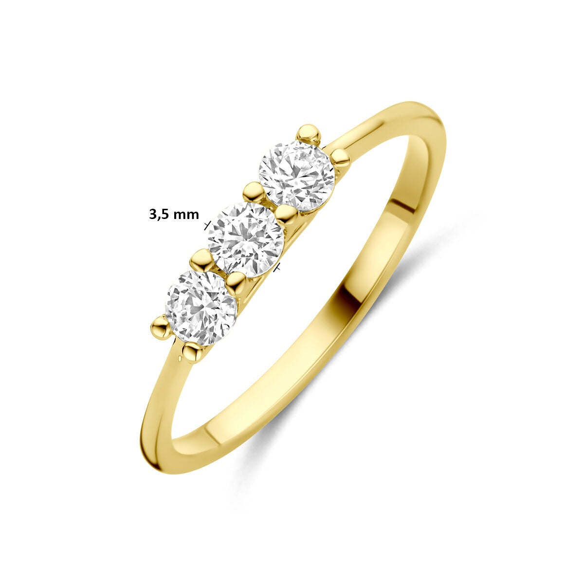 Anillo de mujer en oro amarillo con circonitas – 14k oro amarillo