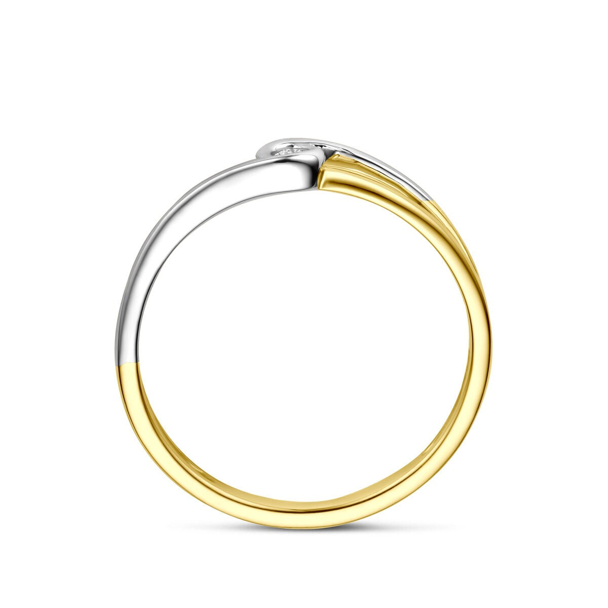 Anillo de mujer bicolor de oro con diamante – 14k oro amarillo y oro blanco