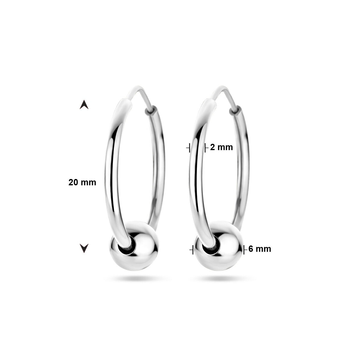 Aros de plata con bolita – plata 925 rodiada