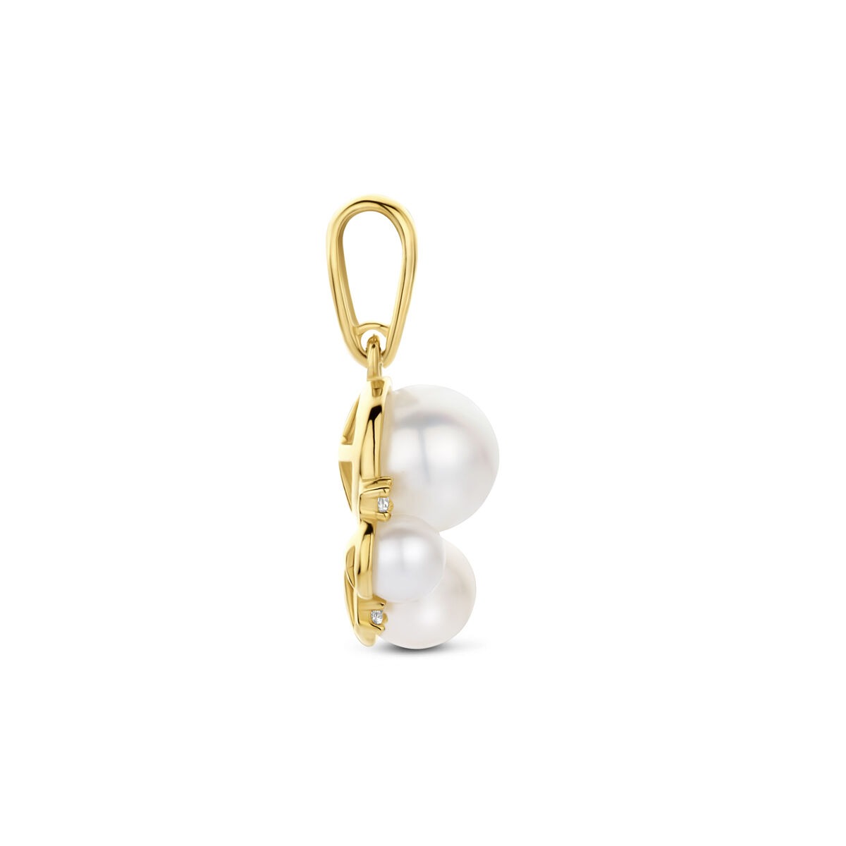 Colgante de oro amarillo de 14k con perla y circonita